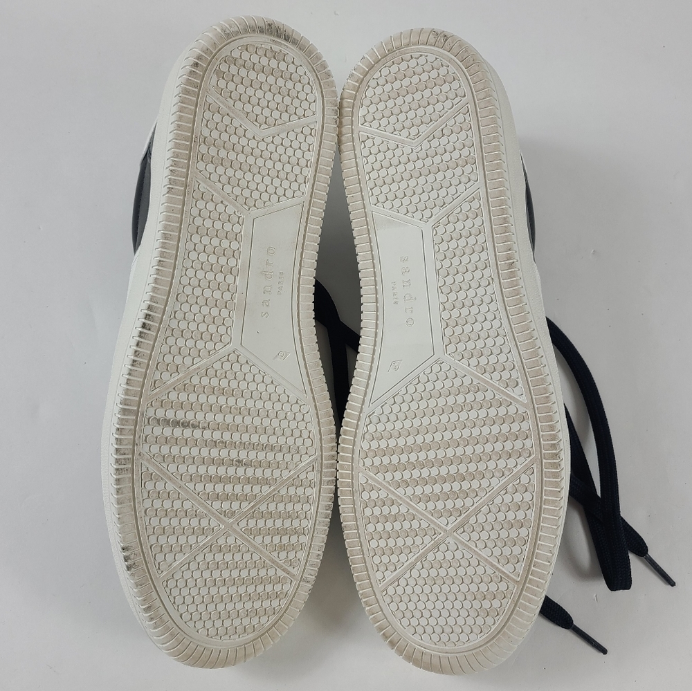 SANDRO Navy Blue Leather Mens Sneakers - Picture 4 of 4
